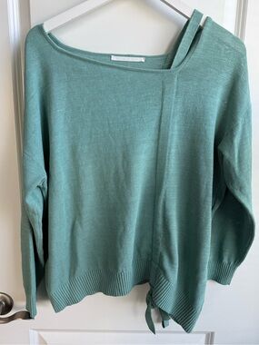 Annette Gortz Asymmetrical Neckline Sweater Linen Blend Lagenlook Luxury Large